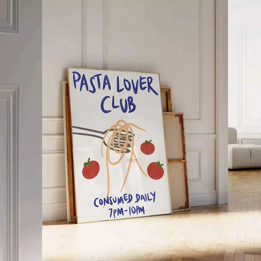 kitchen decor elegant Pasta Lover Club Poster sleek white gray design captivating wall art perfect food enthusiasts delightful gift artwork unframed print today