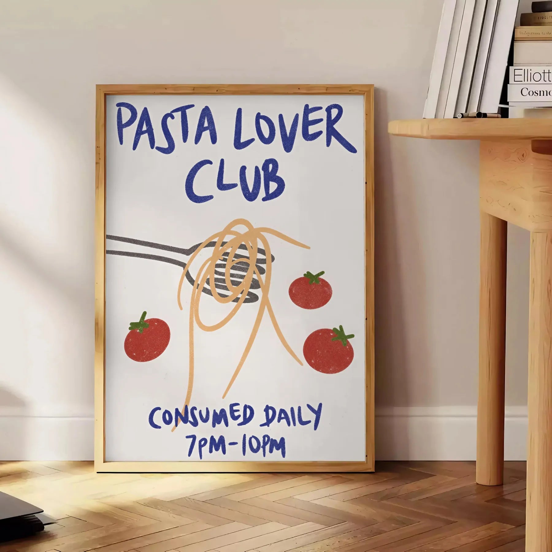 kitchen decor elegant Pasta Lover Club Poster sleek white gray design captivating wall art perfect food enthusiasts delightful gift artwork unframed print today