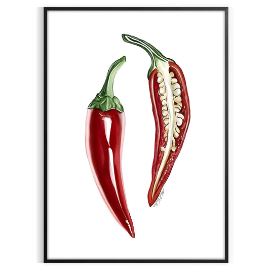 kitchen pepper poster vibrant greens earthy browns wall art culinary enthusiasts unique gift idea space eye print convenience
