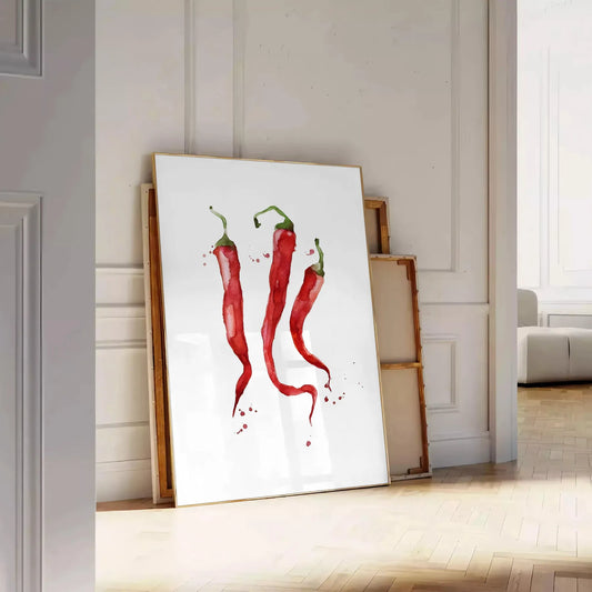 kitchen aesthetic pepper poster rich brown vibrant green hues stunning wall art perfect gift culinary enthusiast ideal size A4 cm A0 space today