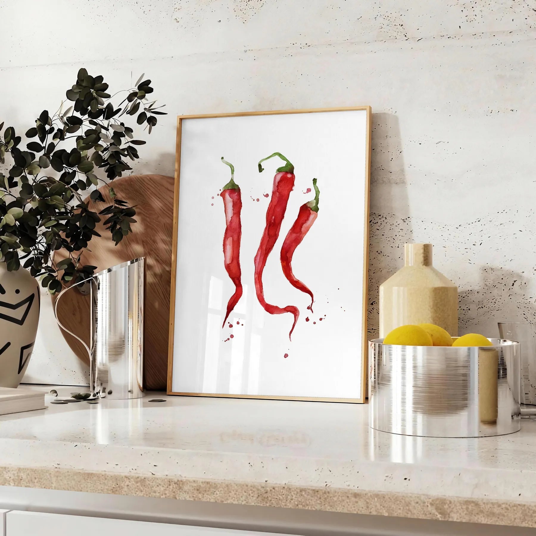 kitchen aesthetic pepper poster rich brown vibrant green hues stunning wall art perfect gift culinary enthusiast ideal size A4 cm A0 space today