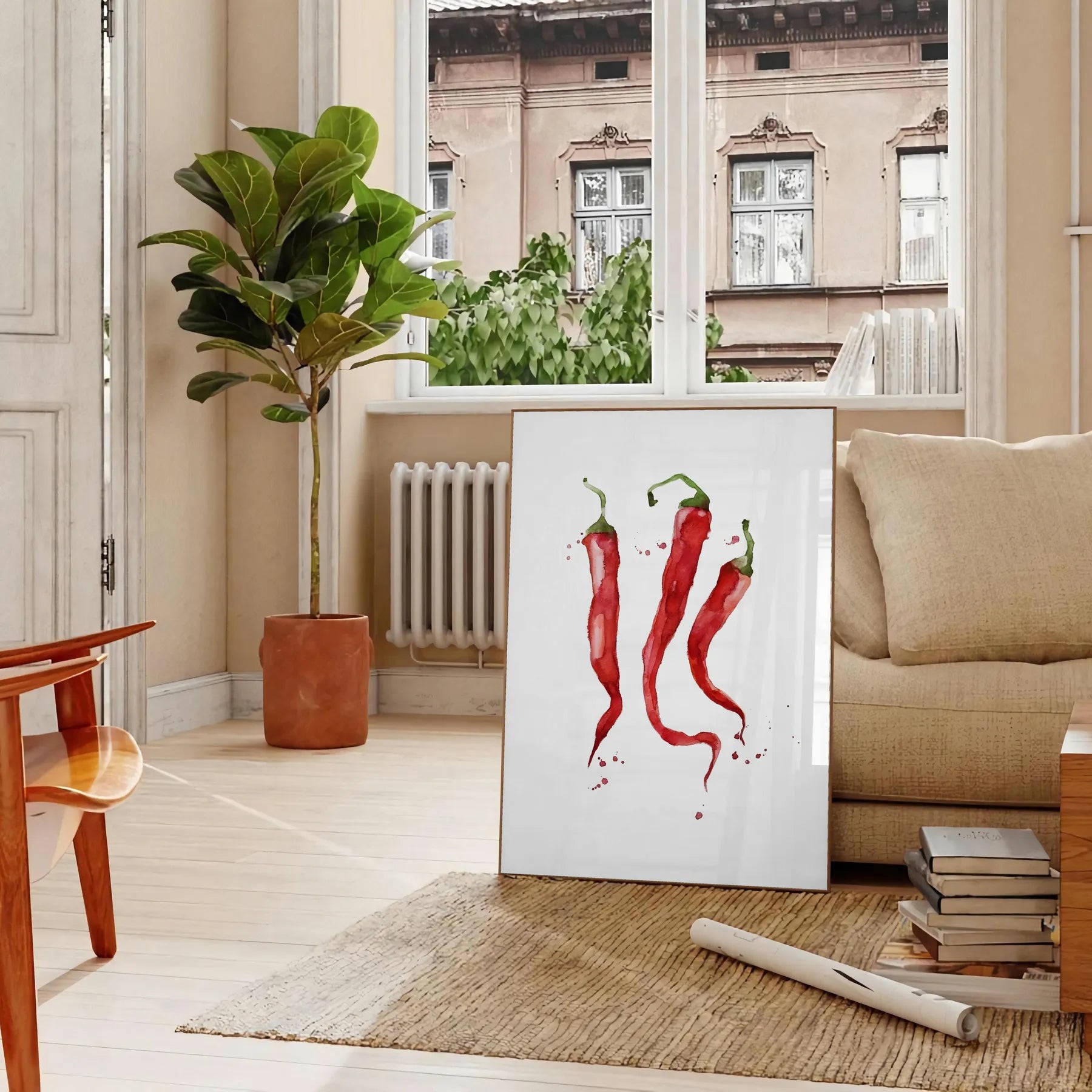 kitchen aesthetic pepper poster rich brown vibrant green hues stunning wall art perfect gift culinary enthusiast ideal size A4 cm A0 space today