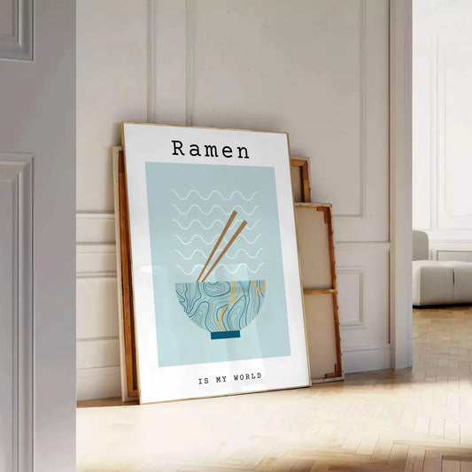 kitchen decor vibrant ramen poster green blue hues unique wall art piece thoughtful gift food lovers space today various sizes A4 cm A0