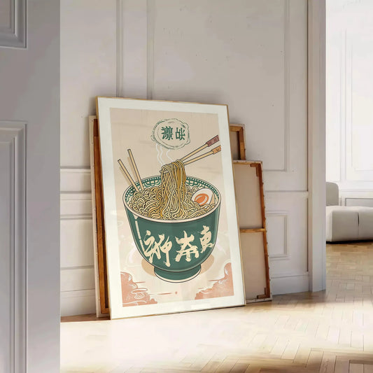 space vibrant ramen kitchen poster orange gray modern culinary vibe food lovers stylish gift wall art kitchens dining areas sizes A4 cm A0